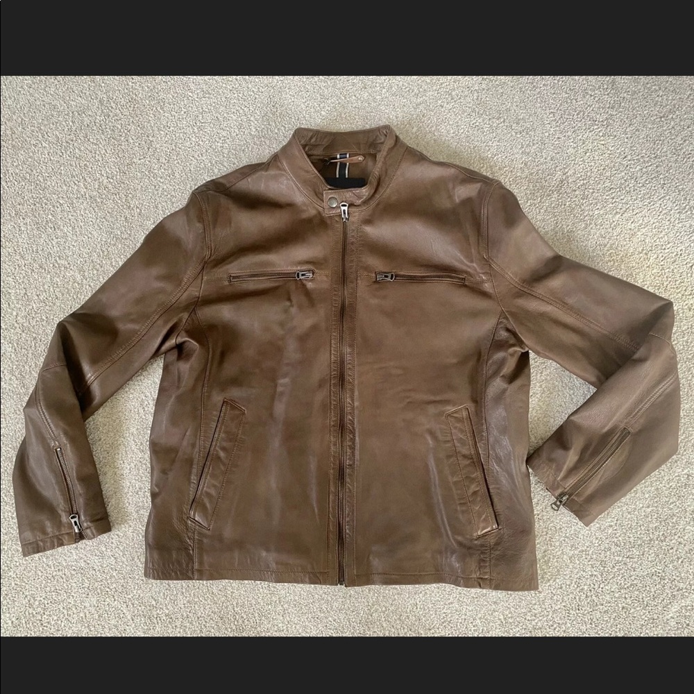 Cole Haan XL Men’s Brown Lambskin Leather Jacket